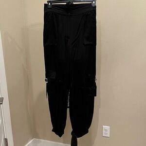 Karen Millen Black Satin Cargo Pants Size 8